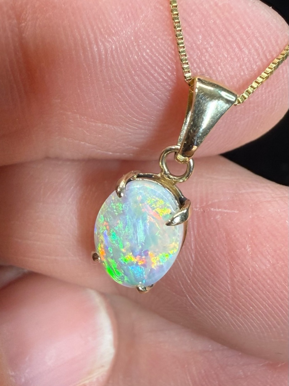Gold Opal Pendant Necklace - Australian - Picture 7 of 15